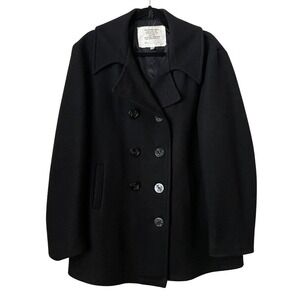US Military Vintage Pea Coat Double Breasted Wool Anchor Buttons Mens 42 MP72132